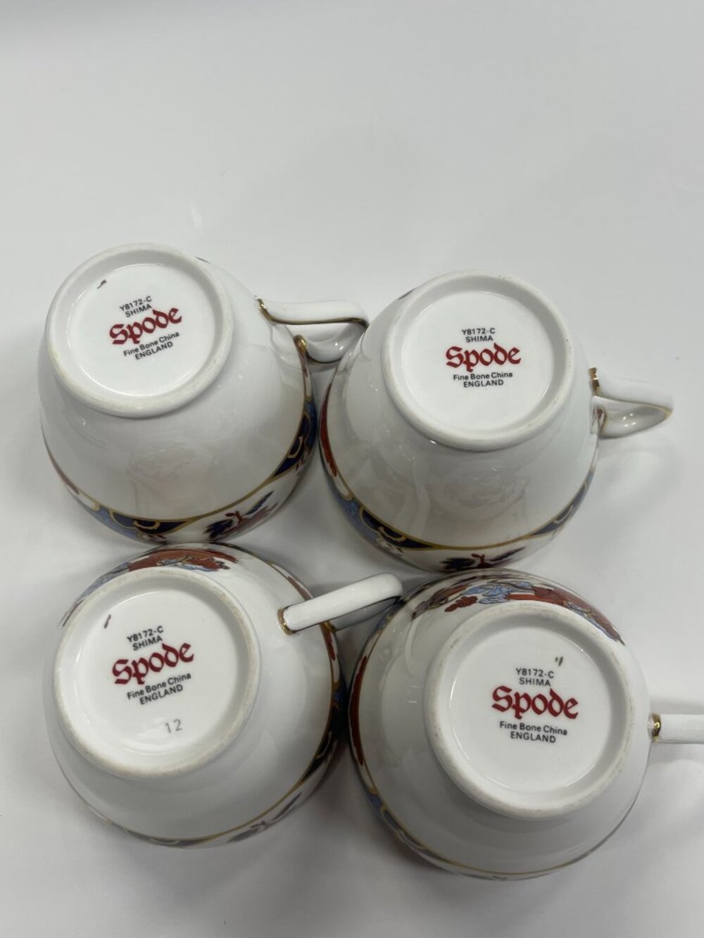 Spode Shima Y8172 Vintage Bone China 4 Cup & Saucer Sets England - Picture 9 of 15